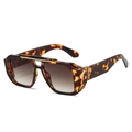 Lunettes de soleil rétro à double pont avec monture écaille et verres dégradés - Standard / Standard (TVA de 13 % incluse) monture léopard et verres double thé