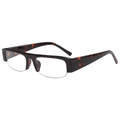Fashionable tortoise shell semi-rimless sunglasses with rectangular lenses and metal trim - Tortoise Frame Clear Lens
