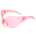 Pink oversized Y2K wrap around sunglasses for women with a futuristic rimless design - Regular / Pink Frame Pink Lens