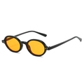 Retro oval sunglasses in glossy black frame with vibrant orange lenses and gold studs - Regular / Black Frame Orange Yellow Lens