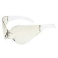 Oversized Y2K rimless wrap-around sunglasses with light brown butterfly shield lenses - Regular / Gradient Mercury
