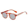 Lunettes de soleil rondes vintage monture ambre et branches avec âme en métal argenté - Standard / Standard (TVA 13 %) Monture orange verres gris