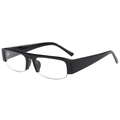 Fashionable half-frame black rectangular sunglasses with thick PC frame and clear lenses - Black Frame Clear Lens
