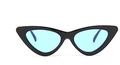 Retro cat-eye sunglasses with black glossy frames and light blue tinted lenses - Black Frame Blue Lens (C1)