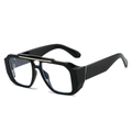 Lunettes de soleil rétro à double pont avec monture noire et détails dorés pour femmes - Standard / Monture noire standard verres transparents