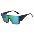 Occhiali da sole sportivi con montatura nera e lenti a specchio sfumate verde-blu - Regolare / Montatura Nera Specchio Verde