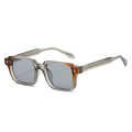 Square oversized sunglasses with transparent grey and tea frame and metal core detail - Regular / Regular (incl. 13% VAT) Gray & Orange Frame, Light Gray Lenses