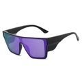 Occhiali da sole da ciclismo oversize alla moda con lenti specchiate viola e montatura nera - Regolare / Montatura Nera Rivestimento Viola
