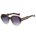 Polygonal gradient brown sunglasses with wave-embossed metal trim on the temples - Regular / Standard (Incl. 13% VAT) Tea Color Frame Double Gray Lens