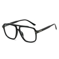 Classic double-bridge sunglasses in glossy black frame with iconic gold T-hinge detail - Regular / Standard Black Frame Clear Lenses