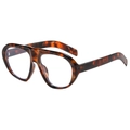 Classic tortoise shell patterned wide-frame sunglasses with retro pilot style design - Tortoise Frame Clear Lens