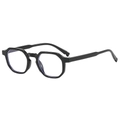 Montura de gafas poligonale negra retro anti-luz azul para hombre y mujer, vista de 45 grados - Negro Brillante