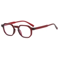 Gafas hexagonales rojas anti-luz azul con montura transparente y un diseño estilo retro - Burdeos