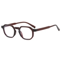 Gafas de polígono retro rojo vino con filtro de luz azul y montura gruesa vista 45 grados - Té frío