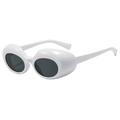Modern white oval sunglasses with thick frames and dark polarized lenses for fashion - White Frame Gray Lens