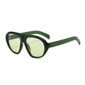 Retro oversized sunglasses with translucent dark green frame and pale green lenses - Green Frame / Green Lens