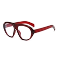 Fashionable oversized dark red frame eyewear with retro flat lenses and blue light blocking - Wine Red Frame Clear Lens