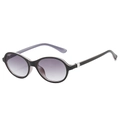 Lunettes de soleil ovales noires avec verres dégradés violets et détails argentés - Standard / Monture Grise Verres Gris