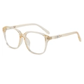 Retro-Quadrat-Sonnenbrille mit transparentem Bernsteinrahmen und Silberdetails - Normal / Standard-Champagnerrahmen mit Blaulichtschutz