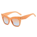 Fashionable square sunglasses with orange translucent frames and gradient lenses - Regular / Standard Sunglasses with Orange Frame and Brown-Blue Lenses