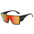 Sport cycling shield sunglasses with black wide frame and red orange gradient mirrored lenses - Regular / Black Frame Red Mirror