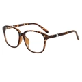 Quadratische Brille mit Schildpatt-Muster und silbernen Metallakzenten an den Bügeln - Normal / Standard-Leopardenrahmen mit Blaulichtschutz