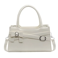 Borsa a mano vintage bianco crema in pelle PU con fiocco e fibbia in metallo argento - Bianco
