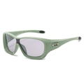 Sporty light green oversized shield sunglasses with purple tinted lenses and metal trim - Regular / Standard (Inc. 13% VAT) Blue Frame, Light Grey Lenses