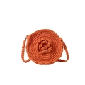 Sac bandoulière orange fait main au crochet avec décoration rose 3D et sangle tressée - Orange