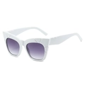 Chic white square sunglasses with chunky geometric temples and purple gradient lenses - Regular / White Frame with Double Grey Lenses (Incl. 13% VAT)