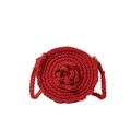 Sac bandoulière rond rouge fait main au crochet avec rose 3D pour vacances à la plage - Rouge