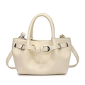 Elegante borsa a secchiello bianco crema con fibbia decorativa e tracolla sottile - Bianco