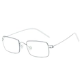Montatura rettangolare in metallo argento con design minimalista senza viti ed elegante - Montatura Argento Lente Trasparente