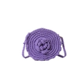 Handmade purple crochet crossbody bag featuring a stylish 3D woven rose flower design - Purple