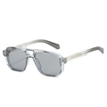 Translucent gray aviator sunglasses with double bridge and dark lenses on white background - Translucent Grey Frame Grey Lens