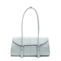 Borsa baguette minimalista in ecopelle azzurra con doppi spallacci e dettaglio con fibbia - Blu