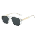 Aviator sunglasses featuring transparent matte frames and textured gold metal temple cores - Transparent Frame Gray Lens