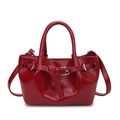 Borsa a mano in pelle rossa lucida con dettaglio a coulisse e fibbia in metallo argento - Rosso