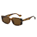 Classic tortoise shell square sunglasses with bold PC frame and brown lenses - Regular / Leopard Frame Brown Lens