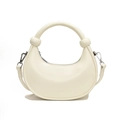 Chic creamy white half-moon crossbody bag with top handle and SINVEN branding - White