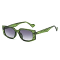 Square fashion sunglasses with green tiger pattern frames and purple gradient lenses - Regular / Green Stripe Frame Grey Lens