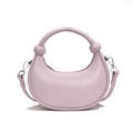 Chic purple half-moon shoulder bag with unique knotted handle and removable strap - Purple