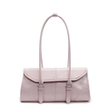 Borsa a spalla minimalista rosa in pelle PU con fibbie metalliche e doppie spalline - Rosa