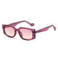Square fashion sunglasses with purple and pink marble frame and gradient pink lenses - Regular / Red Stripe Frame Pink Purple Lens