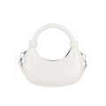 Elegante cremeweiße Hobo-Handtasche mit Knotengriff und silbernen D-Ringen zum Umhängen - Gebrochenes Weiß
