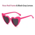 Occhiali da sole a cuore con montatura rosa rosso e lenti grigie sfumate - Montatura Rosso Pesca Lenti Grigie