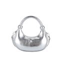 Silberne Handtasche in Metallic-Optik mit Falten-Finish und verstellbarem Schultergurt - Hellsilber