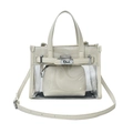 Borsa Kelly trasparente moderna bianco crema con pochette interna in pelle e tracolla - Bianco Sporco