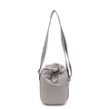 Bolso tipo cubo minimalista de nailon gris claro con cordón y correa ajustable - Gris