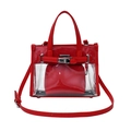 Borsa a mano alla moda in PVC rosso trasparente con finiture in pelle da donna - Rosso
